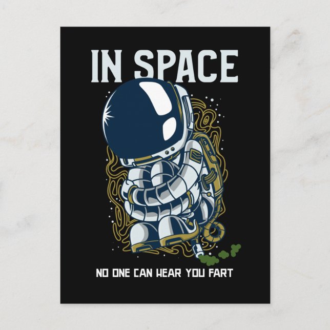 Cartão Postal No espaço ninguém pode ouvir você peidar - Piada (Frente)