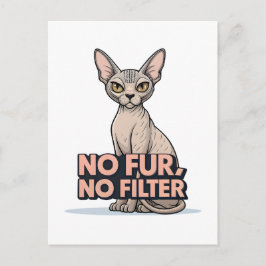Cartão Postal No Fur No Filter Sphynx Cat Attitude Art