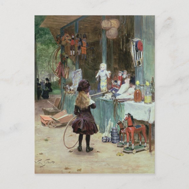 Cartão Postal No Jardim Champs-Elysee, c.1897 (guache em (Frente)