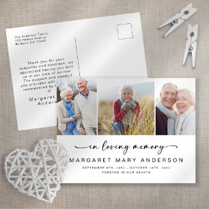 Cartão Postal No Loving Memory 3 Photo Funeral Obrigado