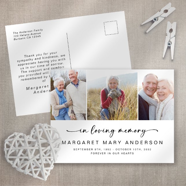 Cartão Postal No Loving Memory 3 Photo Funeral Obrigado (Criador carregado)