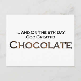 Cartão Postal No Oitavo Dia Deus Criou Chocolate