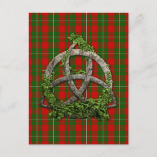 Cartão Postal Nó Triplo Celta e Tartan do Clã MacGregor
