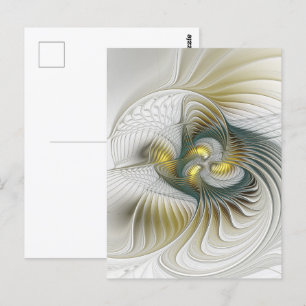 Cartão Postal Nobre Ouro Teal Abstrato Fantasy Arte Fractal