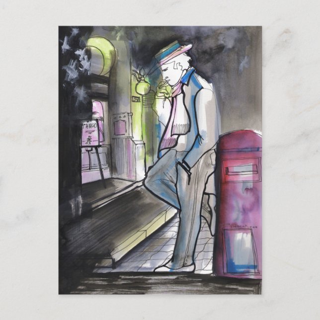 Cartão Postal Noche y Buzon Tango (Frente)