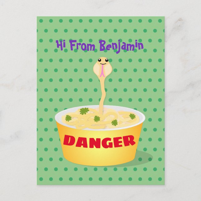 Cartão Postal Nódulos bonitos cobra ilustram humor com ilustraçã (Frente)