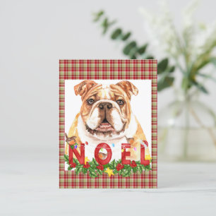 Cartão Postal Noel do Bulldog da Watercolor