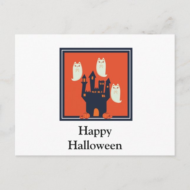 Cartão Postal Noite Assustadora de Halloween (Frente)