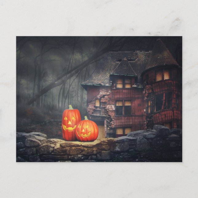 Cartão Postal Noite Assustadora de Halloween (Frente)