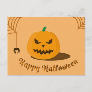 Cartão Postal Noite Assustadora de Halloween com Abóbora