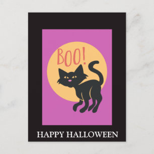 Cartão Postal Noite Assustadora de Halloween com Festa de Abóbor