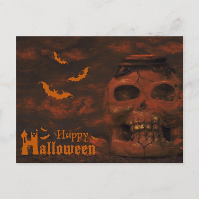 Cartão Postal Noite Assustadora do Halloween (Frente)
