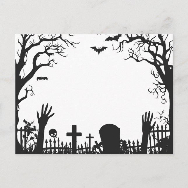 Cartão Postal Noite Assustadora do Halloween (Frente)