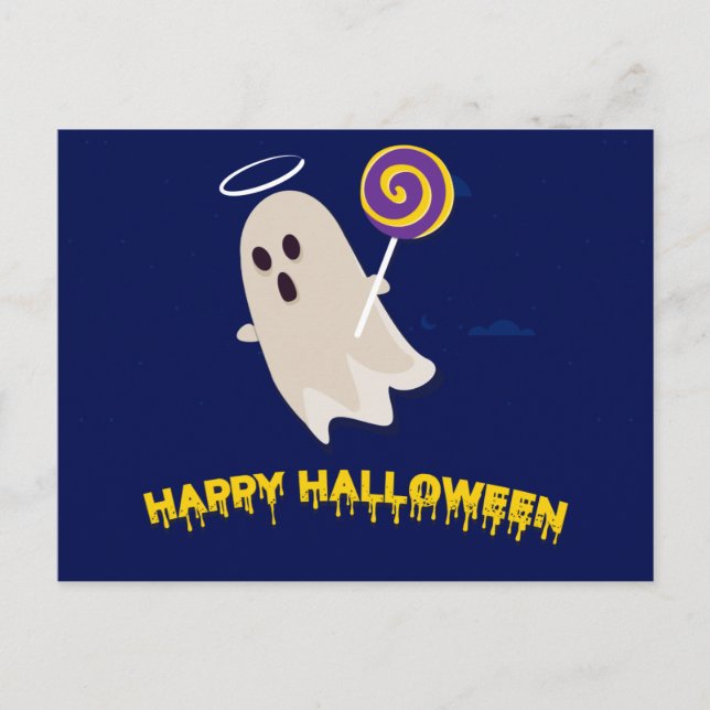 Cartão Postal Noite Assustadora do Halloween com Carteira (Frente)