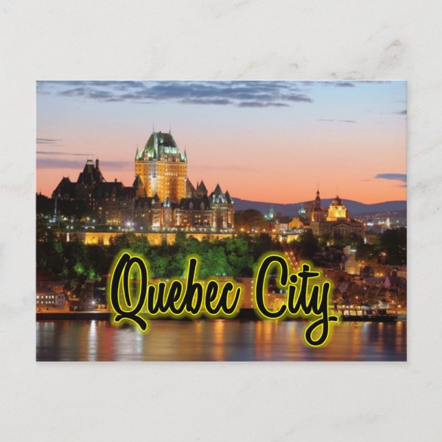 Cartão Postal noite da cidade de Quebec (Frente)