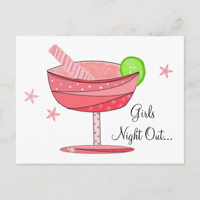 Cartão Postal Noite das Meninas da Bebida Rosa (Frente)