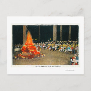 Cartão Postal Noite de Bonfire em Giant Forest Lodge