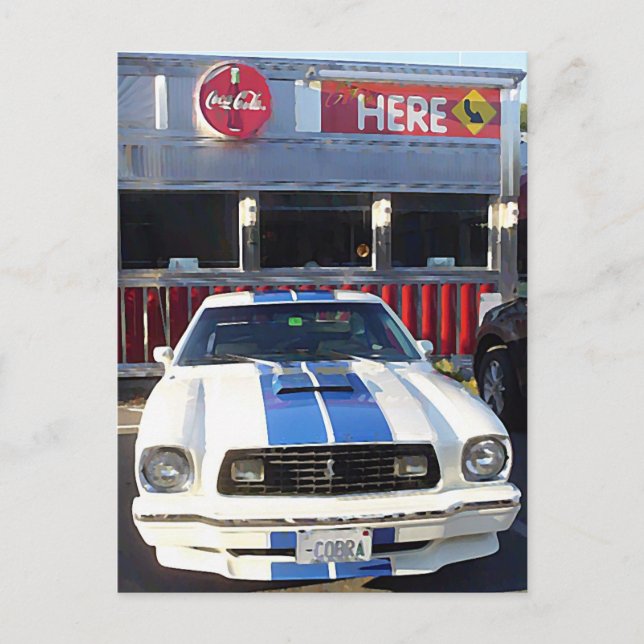 Cartão Postal Noite de Cruzeiros de Carros Clássicos no Lanchone (Frente)