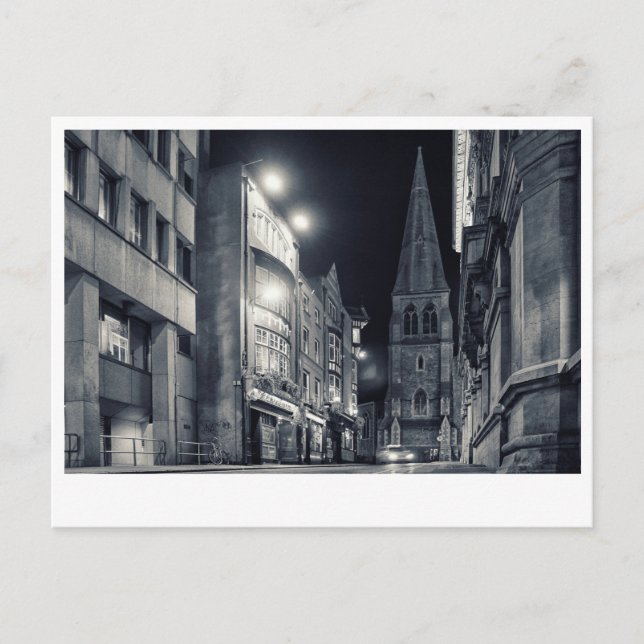 Cartão Postal Noite de Dublin City (Frente)
