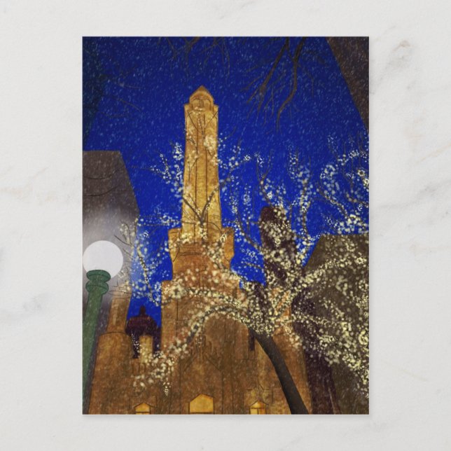 Cartão Postal Noite de inverno na Torre Água (Frente)