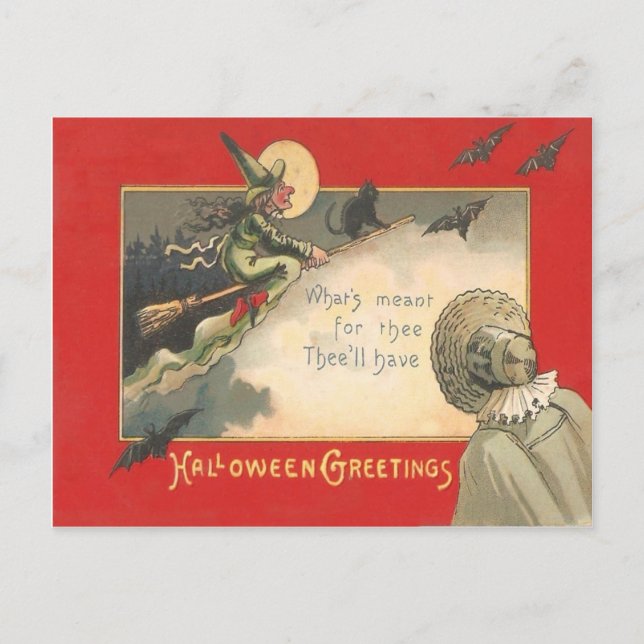 Cartão Postal Noite de Mulher de Bat Moon Cheia Gato Negra (Frente)