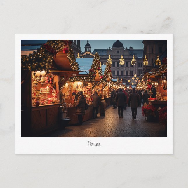 Cartão postal Noite de Natal de Praga na República (Frente)