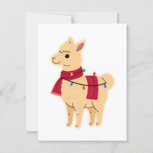 Cartão Postal Noite de Natal Llama - Feriado Engraçado Desi Anim
