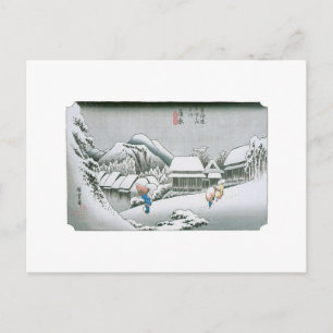 Cartão Postal Noite de neve em Kambara, Japão por volta de 1831