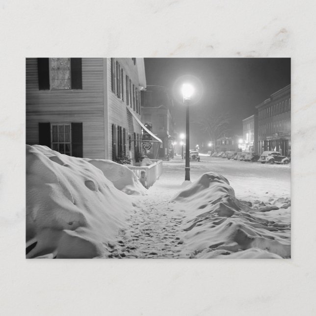 Cartão Postal Noite de neve em Vermont, 1940 (Frente)