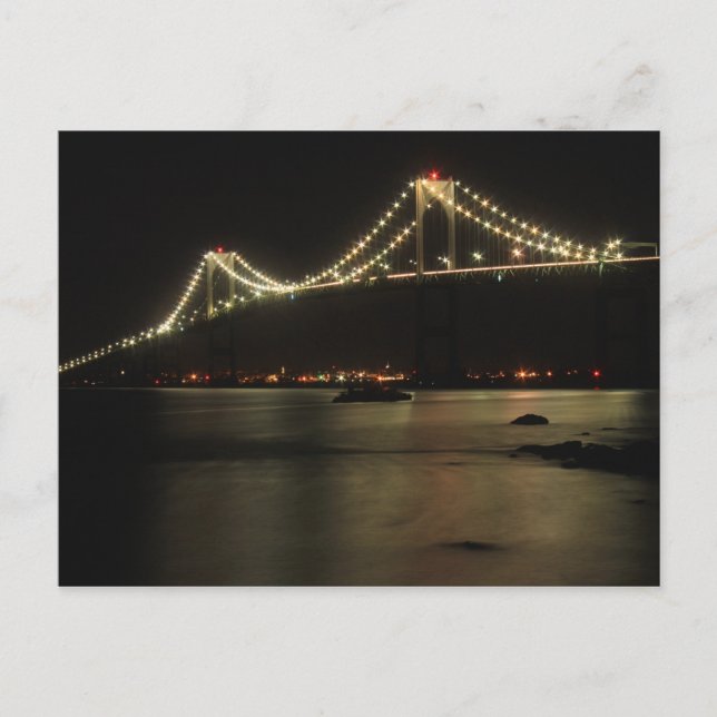 Cartão Postal Noite de Noport Pell Bridge Narragansett Bay (Frente)