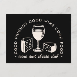 Cartão Postal Noite de provando de vinho e queijo