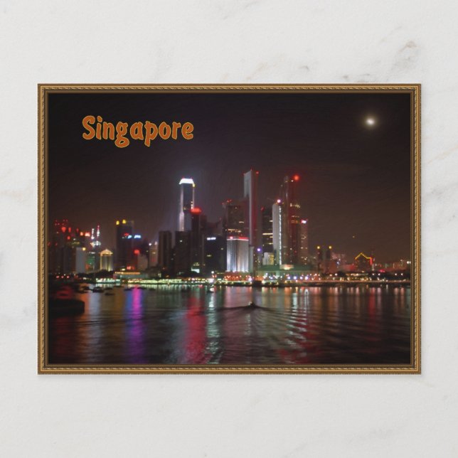 Cartão Postal Noite de Singapura (Frente)