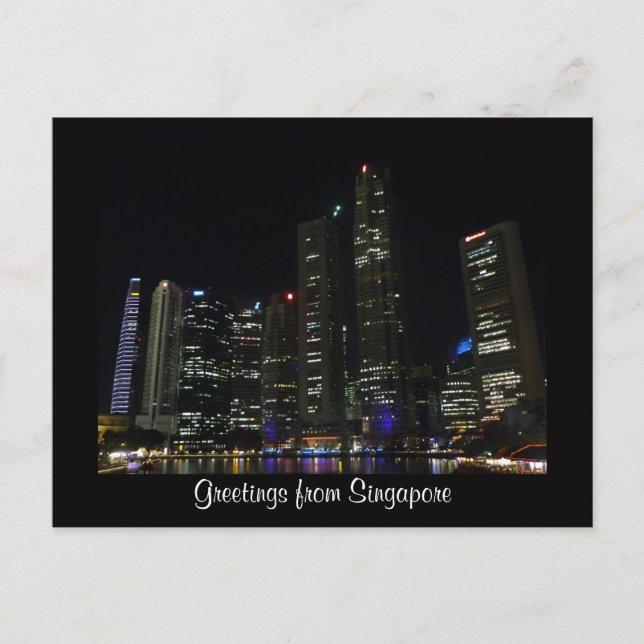 Cartão Postal noite de singapura (Frente)