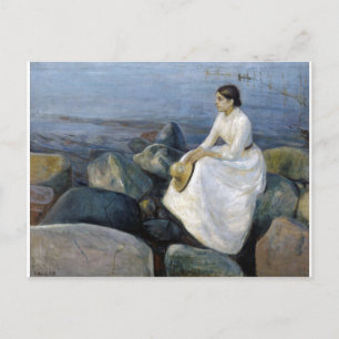 Cartão Postal Noite de Verão. Inger on Beach por Edvard Munch