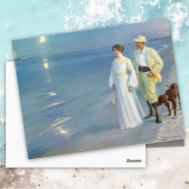 Cartão Postal Noite de Verão na praia de Skagen, P.S. Kroyer