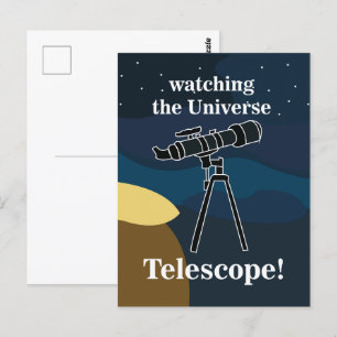 Cartão Postal Noite do Céu Astronomia Observação de Estrelas Tel