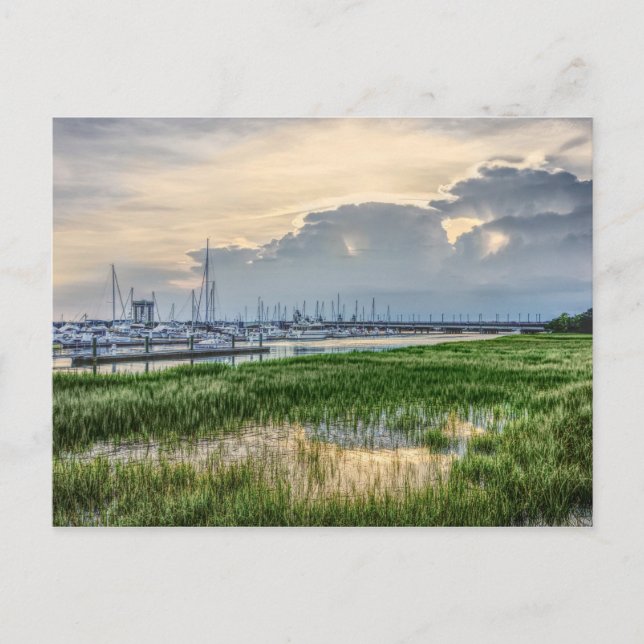 Cartão Postal Noite Em Charleston Harbor (Frente)