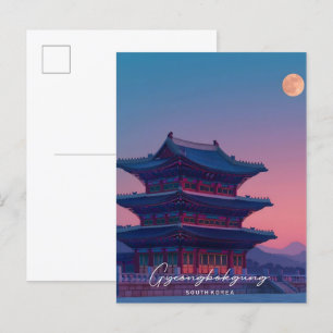 Cartão Postal Noite em Gyeongbokgung, Coreia do Sul, Viagem