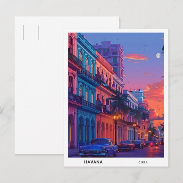 Cartão Postal Noite em Havana Cuba Viagem (Frente/Verso)