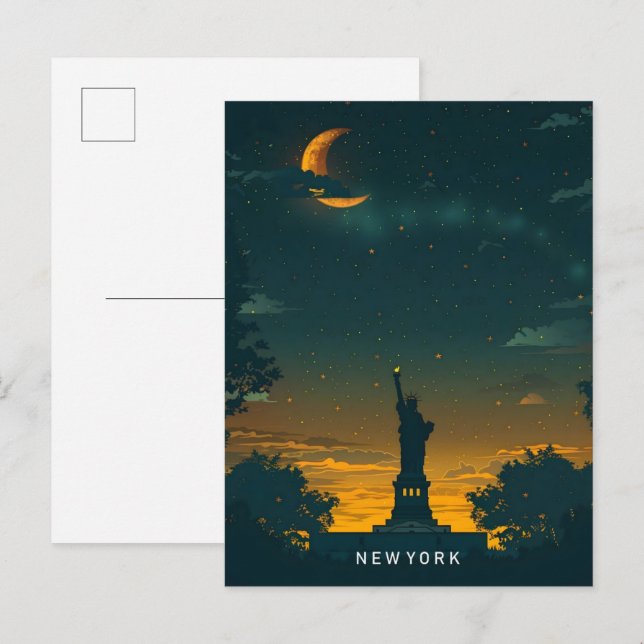 Cartão Postal Noite em Nova York, Viagem nos EUA (Frente/Verso)