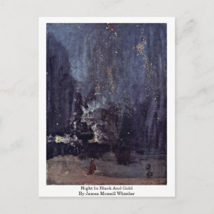 Cartão Postal Noite em Preto e Dourado Por James Mcneill Whistle