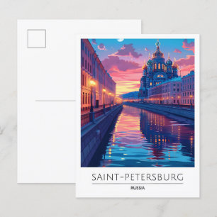Cartão Postal Noite em Santo Petersburgo Rússia Viagem