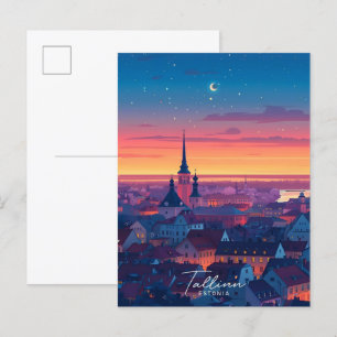 Cartão Postal Noite em Tallinn, Estônia, Viagem