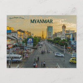 Cartão Postal Noite em Yangon Myanmar Burma