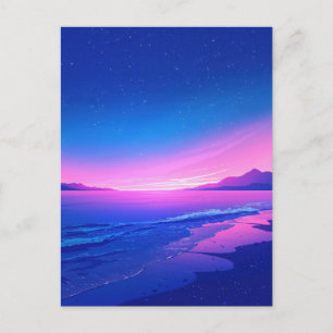 Cartão Postal Noite Estrelada Vibrante Praia Rosa