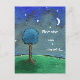Cartão Postal Noite estrelado, a árvore abstrata da paisagem