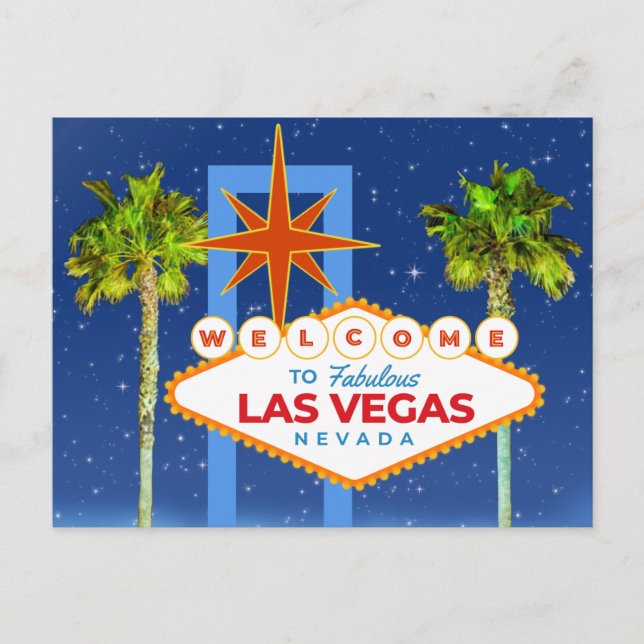 Cartão Postal Noite Mágica em Las Vegas Bem-vindo a Las Vegas (Frente)