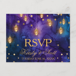Cartão Postal Noite Mística de Marrakech Lanternas Casamento RSV