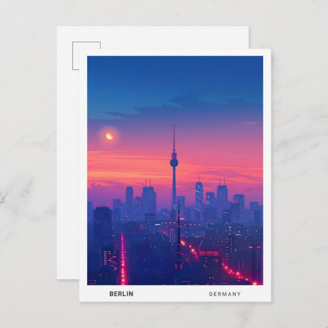 Cartão Postal Noite na Alemanha de Berlim Viagem (Frente/Verso)