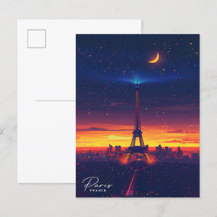 Cartão Postal Noite na Viagens vintage da França em Paris